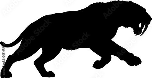 Photos Saber Tooth Tiger Silhouette Vector Illustration , Silhouette Element , Transpar