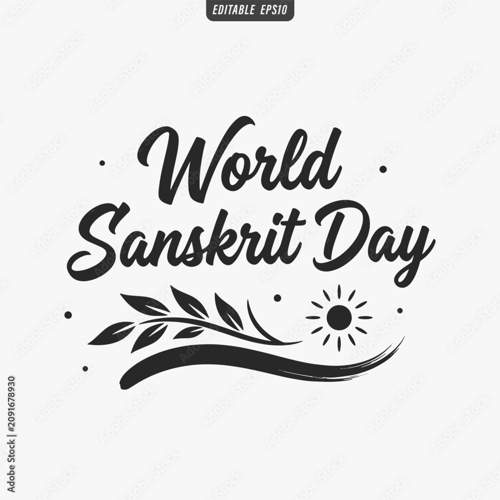 Fototapeta premium The flat design for a World Sanskrit Day poster focuses on simplicity, elegance, and ease of recognition. Vector Illustration