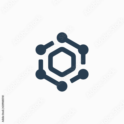 Hexagonal network node connection icon design.