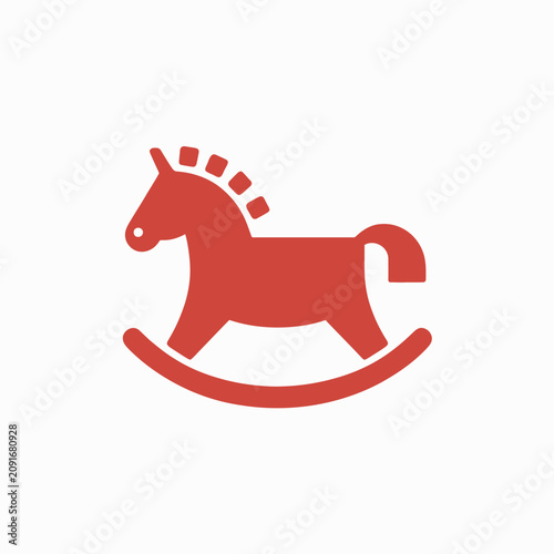 Canvas Print Red wooden rocking horse icon illustration.