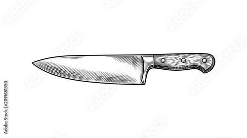 Photography A sharp kitchen knife with handle.