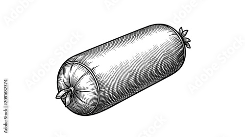 Fotografie Drawn image of a wrapped sausage.