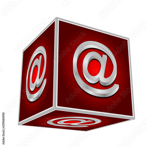 Cube with E-Mail symbol - 3D illustration
