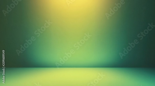 Studio backdrop features a soft yellow light source emanating from the top center against a smooth, dark olive green wall that creates a professional environment for product placement.
