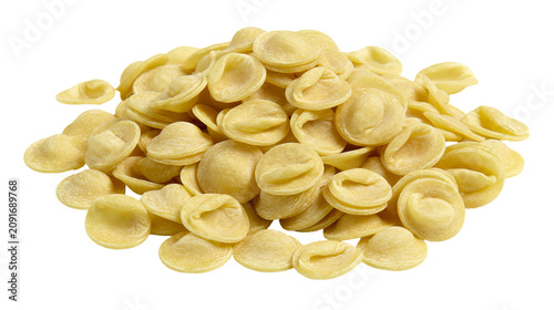 Fotografía Pile of orecchiette pasta shapes, isolated on transparent background