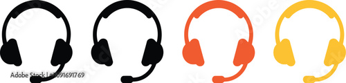 Foto Headphone icons, headphone sign and symbol collection, modern audio equipment an