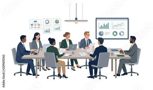 Fotografie Premium board of directors conference meeting vector illustration