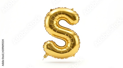 Golden foil balloon letter s decoration