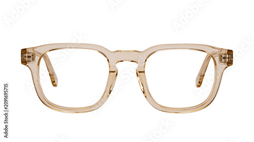 Tableau sur toile Translucent beige acetate eyeglasses with clear lenses, isolated on transparent