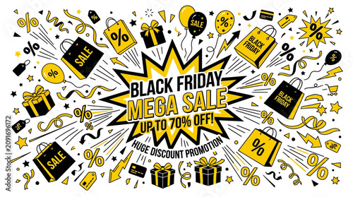 Tableau sur toile Black Friday Mega Sale Discount Shopping.