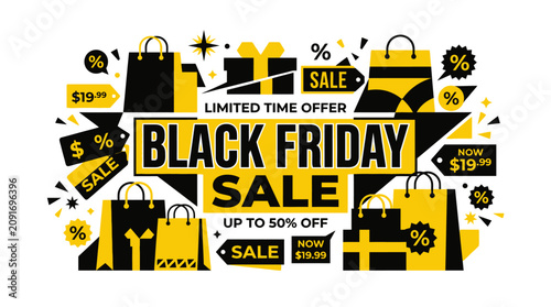 Billede på lærred Black Friday Sale Shopping Discount Tags.