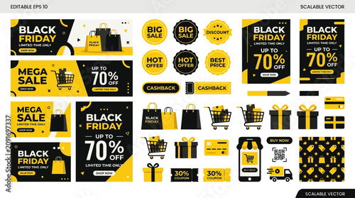 Fotografie Black Friday sale shopping labels.