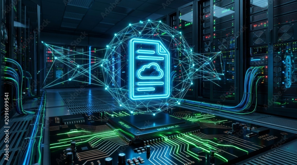 Fototapeta premium Cloud Document Server Concept