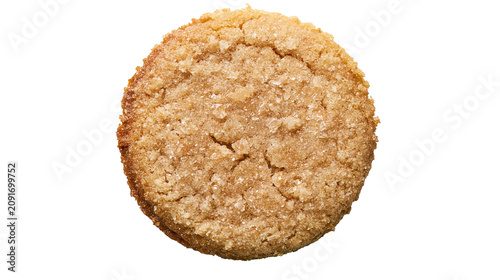 Konstfotografi Golden brown sugar cookie with granulated sugar coating, isolated on transparent