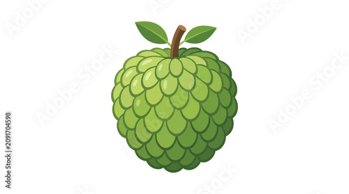 Schilderij op canvas Fresh Ripe Custard Apple Tropical Fruit with Green Bumpy Skin