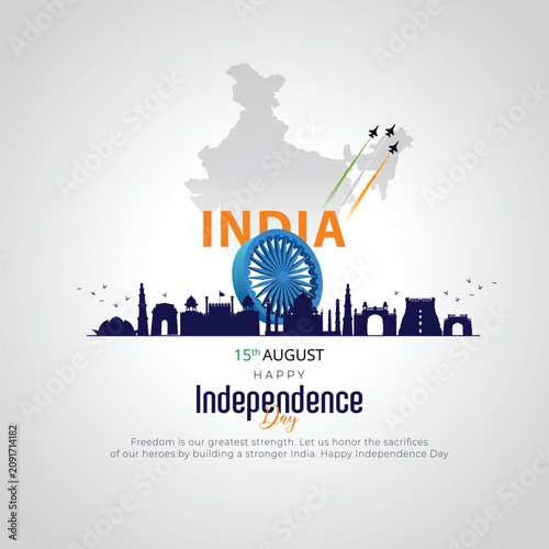 Foto 15th august happy independence day democratic India 80th with Indian flag