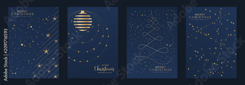 Fotografi Luxury Christmas invitation template vector with art deco gold celestial ornamen