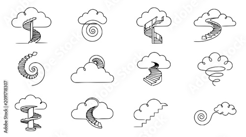 Cloud Staircase Concepts: Ascending, Progress, Dreamy Journey