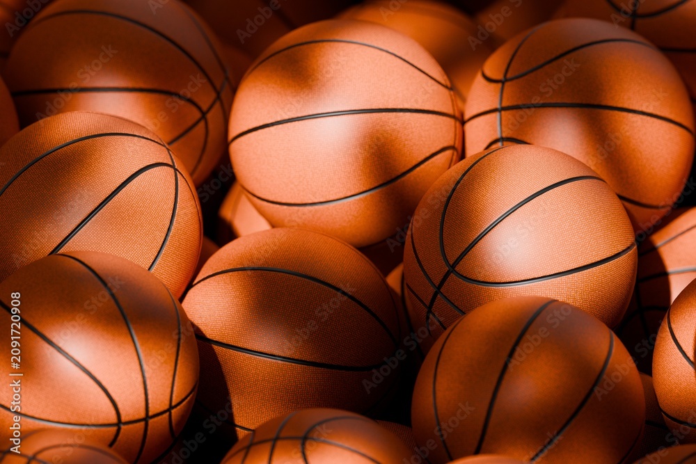 Obraz premium 3d basketballs piled on top of each other