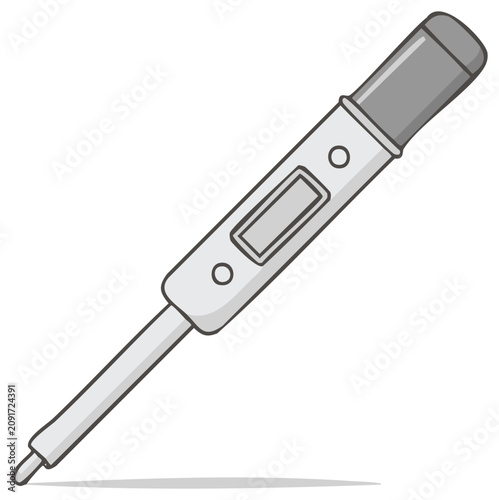 Digital Thermometer for healthcare diagnostic in simple flat vector cartoon design style to measure body temperature of a person