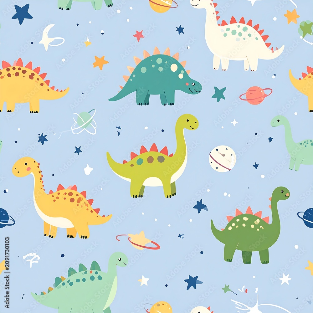 Fototapeta premium Dinosaurs Standing in Space Setting