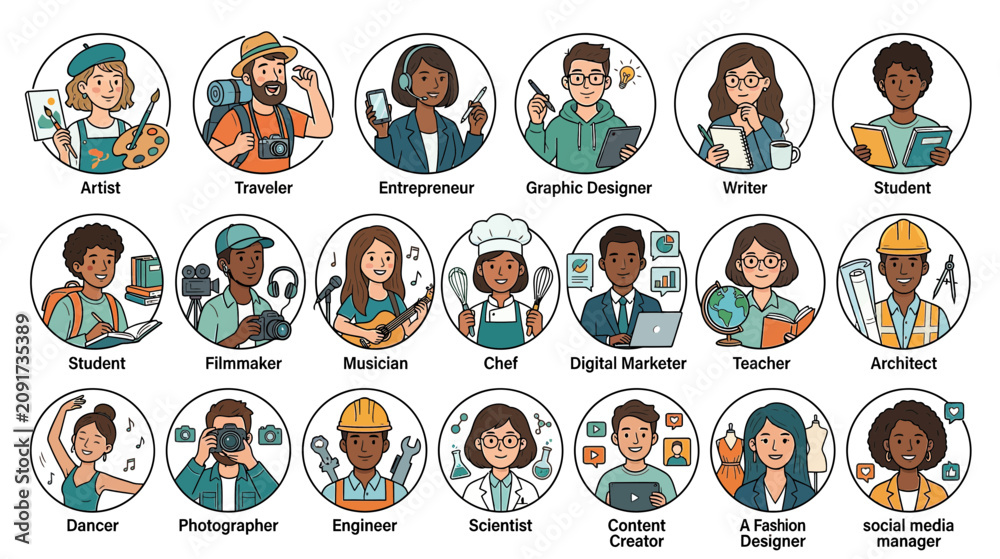 Fototapeta premium Diverse Professions and Occupations Collection: People in Various Careers