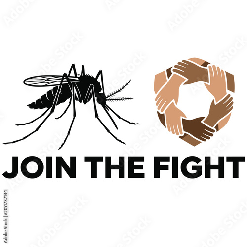 Bild auf Leinwand Join the fight against mosquito-borne diseases vector illustration with communit