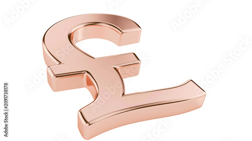 Photos Shiny rose gold pound sterling currency symbol, isolated on transparent backgrou