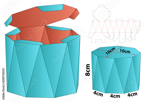 Geometric Octagonal Faceted Gift Box Template