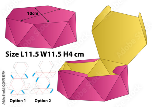 Geometric Hexagonal Faceted Gift Box Template