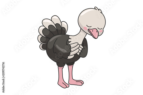 Quadro su tela polite bowing ostrich illustration