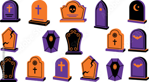Halloween day tombstones collection spooky grave markers for festive decorations