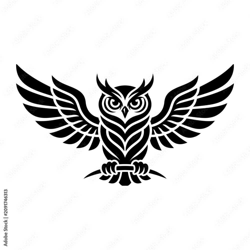 Fototapeta premium Detailed illustration of an owl 1.