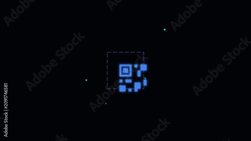 Digital QR Code Scanning Technology Data Transfer Concept, Abstract Futuristic Interface Design