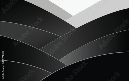Abstract layered mountain hills graphic illustration in monochrome