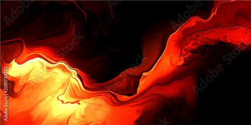 Photos Abstract flowing vibrant hot orange and yellow molten lava eruption with smoke a