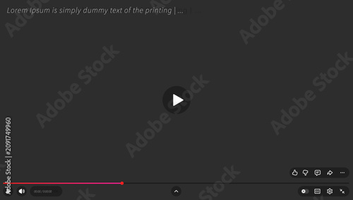 video player interface overlay template with multimedia streaming controls for web and mobile UI vector illustration