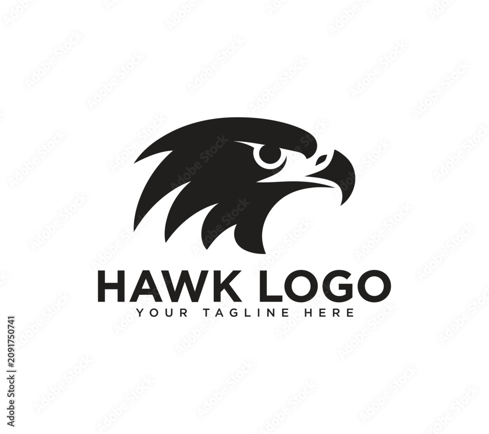 Obraz premium Bold hawk head logo design with fierce mascot vector graphic illustration