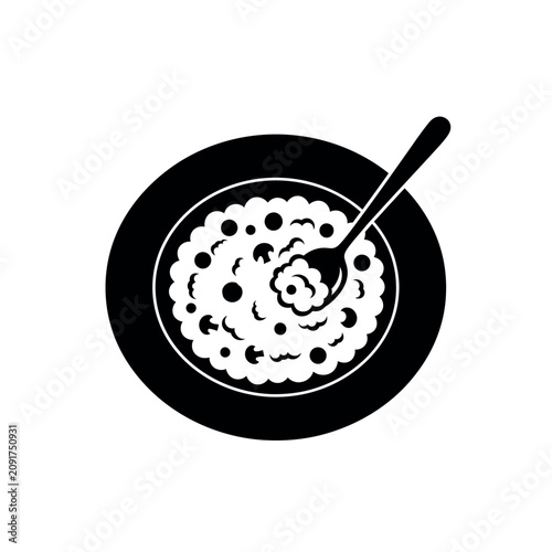 Canvastavla Black and white bowl of cereal.