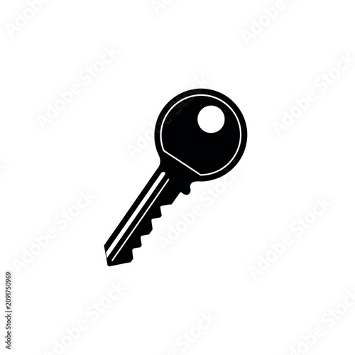 Billede på lærred Black and white metal house key.