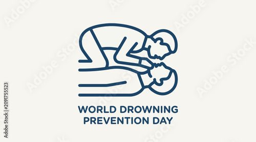 Canvastavla CPR Rescue Breathing Technique Demonstration - Line Icon Design for World Drowni