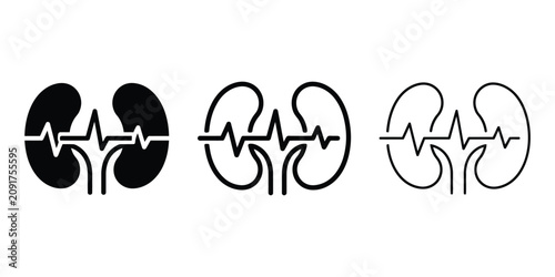 Tableau sur toile Kidney dysfunction medical icon silhouette vector, bold outline and line art des