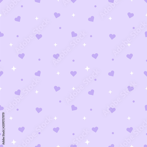 Cute Kawaii Pastel Tonal Purple Heart Seamless Pattern
