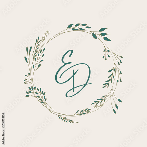 Bild auf Leinwand ED initial logo for wedding or beauty shop