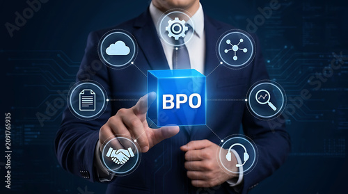 BPO outsourcing business concept with digital service and support icons