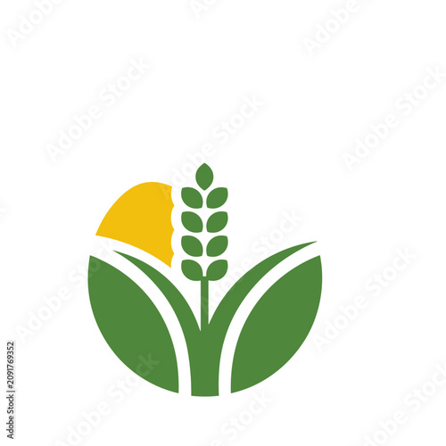 Wheat stalk and sun logo