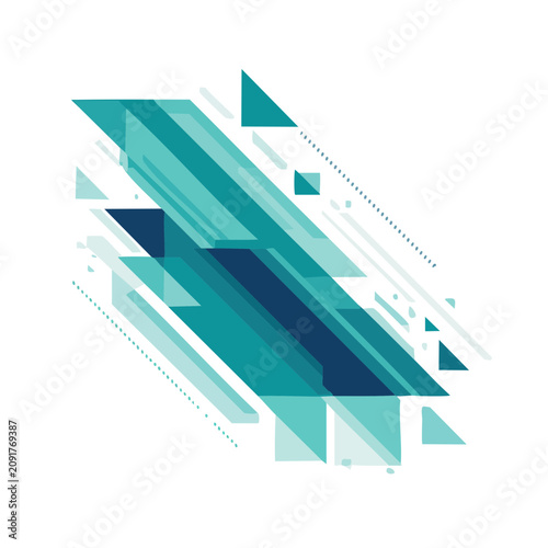 Abstract Geometric Shapes in Teal and Blue