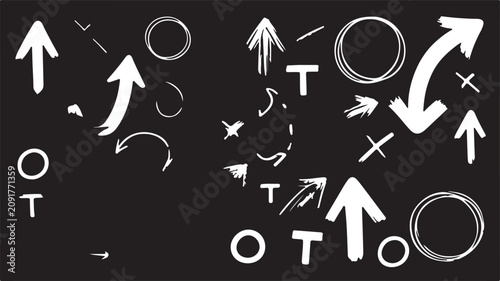 Hand Drawn Scribble Arrow and Circle Doodle Elements Set for Creative Digital Design Projects and Annotations