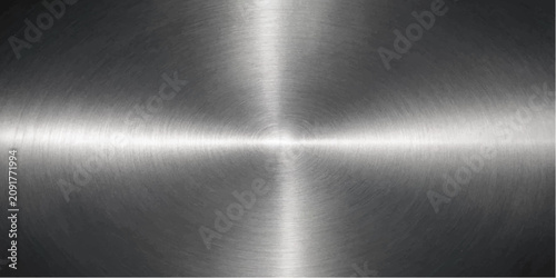 Fotografie Brushed metal texture with a strong, central highlight reflecting light across the surface, creating a futuristic and industrial feel