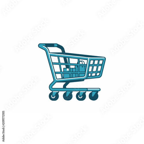 Shopping Cart Icon Vector Illustration in Flat Design Style